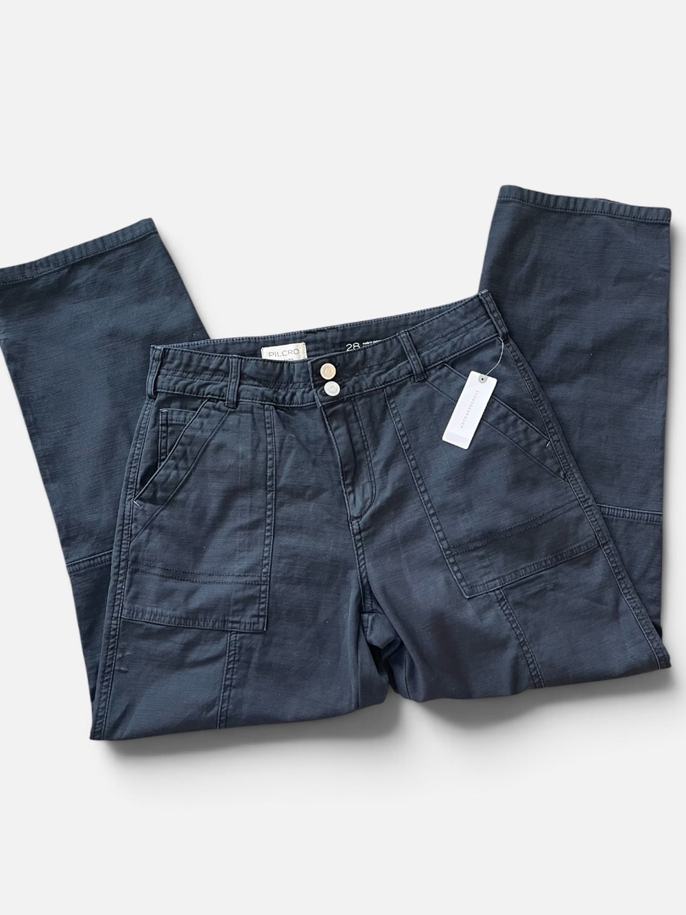 Anthropologie Pilcro Black Wash Carbon The Wanderer Utility Pants Sz 28 NWT - Picture 2 of 14